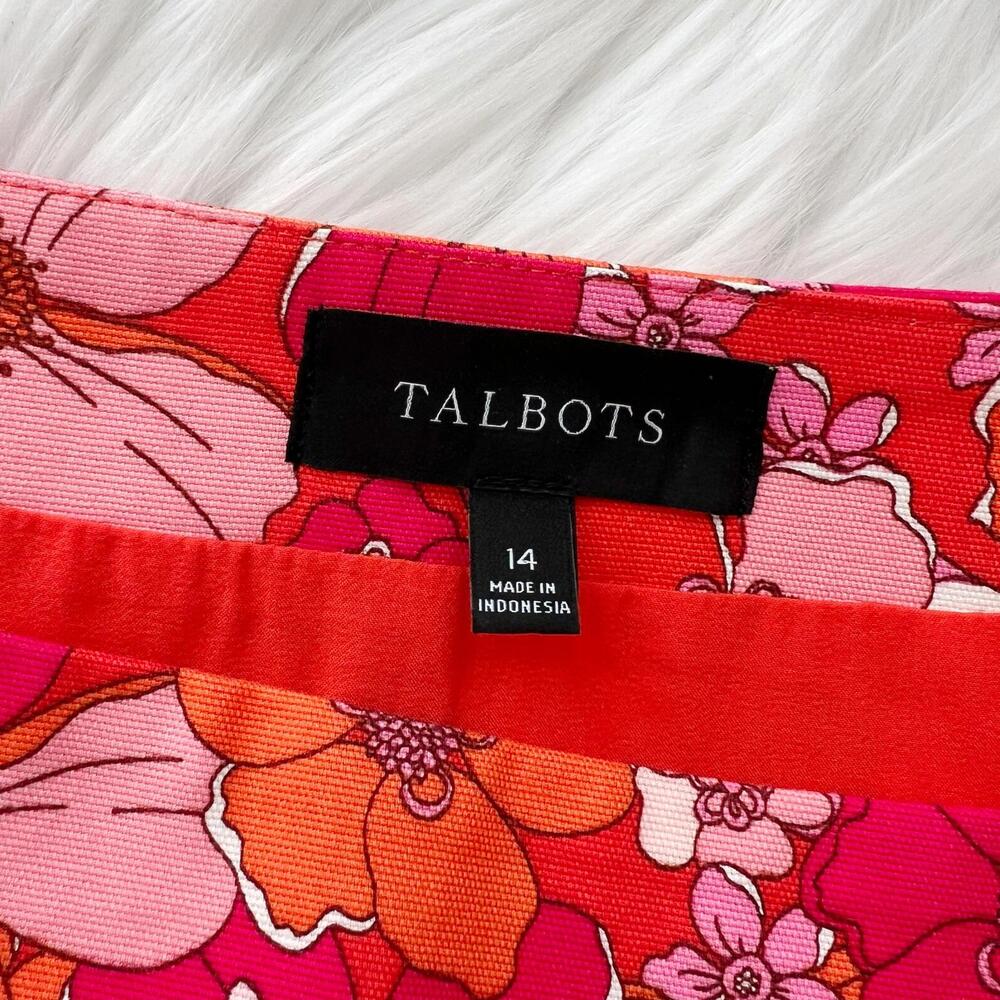 Talbots - Bright orange pink mod floral canvas skirt, sz 14 - Picture 5 of 6